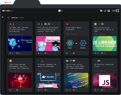 daily.dev news feed