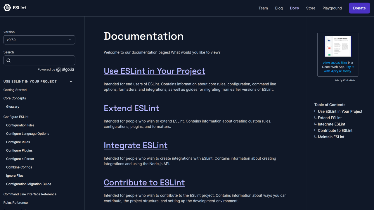 ESLint home page