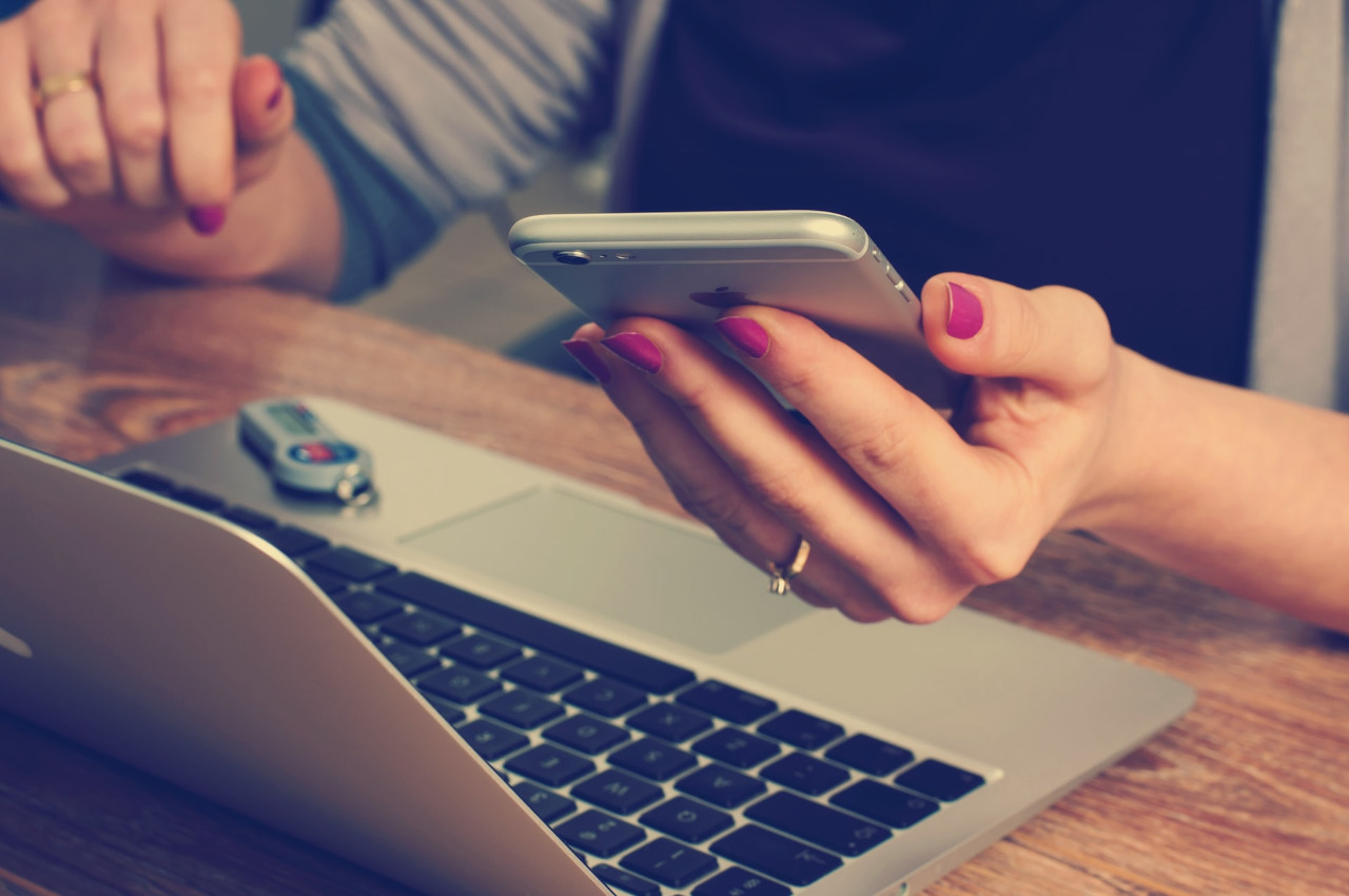 Woman using Two Factor Auth Key